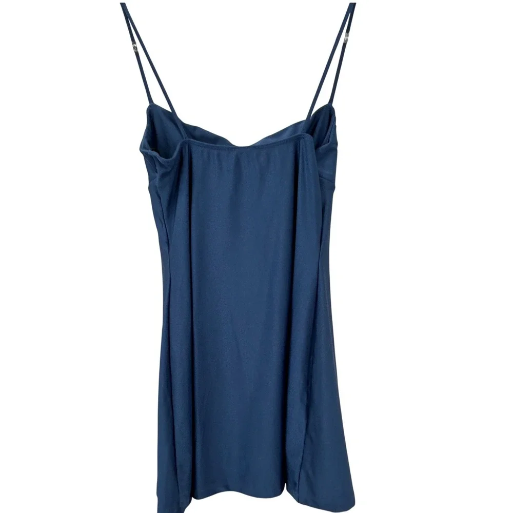 Windsor Womens Cowl Neck Spaghetti Strap Mini Dress Slate Blue Size M